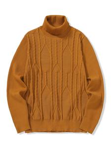 Men's Solid High Neck Drop Shoulder Sweater, Loose Casual Long Sleeve Jumper for Fall & Winter, Men's Knitwear for Daily Wear