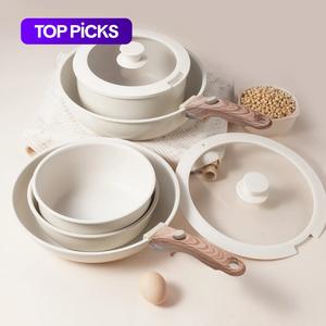 Kitchen Cooking Pot with Lid, 1 Set Portable Storage Frying Pan with Detachable Handle, Kitchen Cookware Accessories for Home Use Aluminum Cookware Set #TOP PICKS