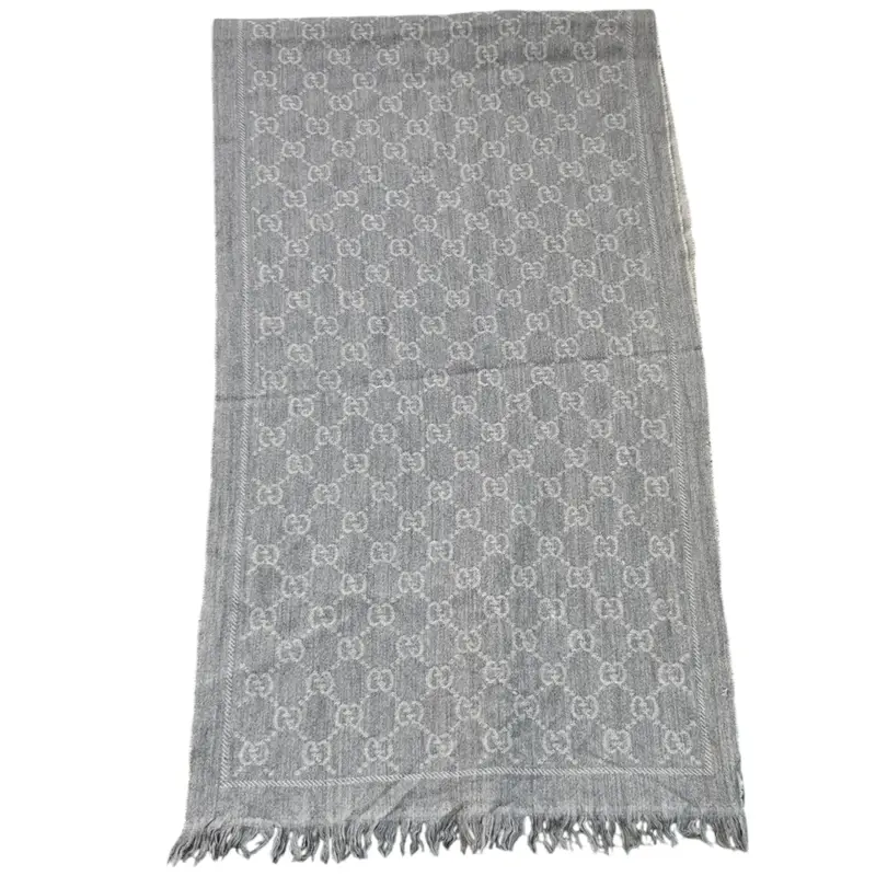Pre-owned  Gucci  Women's Gg Jacquard Scarf Grey 3