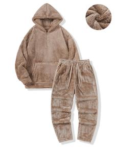 Men's Long Sleeve Hoodie & Pants Thermal Set, Casual Loose Hooded Sweatshirt & Trousers, Men's Fall & Winter Clothes