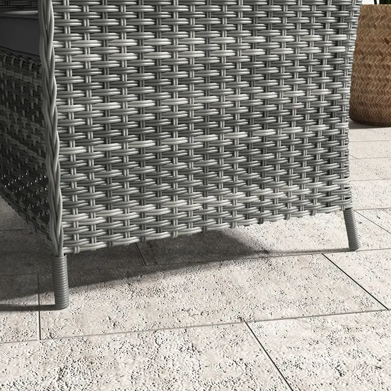 4 Seater Rattan Dining Set with Parasol & Cushions - Mixed Grey 8
