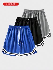 Men's Striped Print Shorts, Breathable Comfortable Shorts for Daily Wear, Casual Men's Shorts for Summer