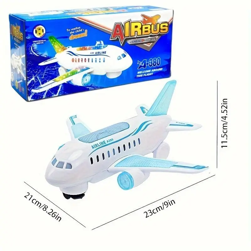 Interactive Electric Airplane Toy - LED Lights, Sounds, Battery Operated, Safe Plastic, Educational Play for Ages 3+, White 7