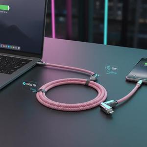 4-in-1 Multi-function Data Cable, PD100W Charging, Dual Type-C 27W Fast Charging Data Cable, Type-C Upgrade Chip Supports Mobile Phones To Charge Mobile Phones