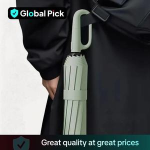 Green Foldable Rainproof Automatic Umbrella, 1pc Ring Buckle Lightweight Windproof Waterproof Reinforced Umbrella, Portable Pocket Umbrella, Folding Umbrella for Women, Suitable for Rainy Days Outdoor Travel, Pocket Umbrella,     Wind Resistant Umbrella