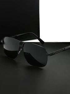 Men's Square Aviator Sunglasses, Trendy Casual Top Bar Design Sunglasses for Everyday Use, Fashion Accessories for Outdoor Activities