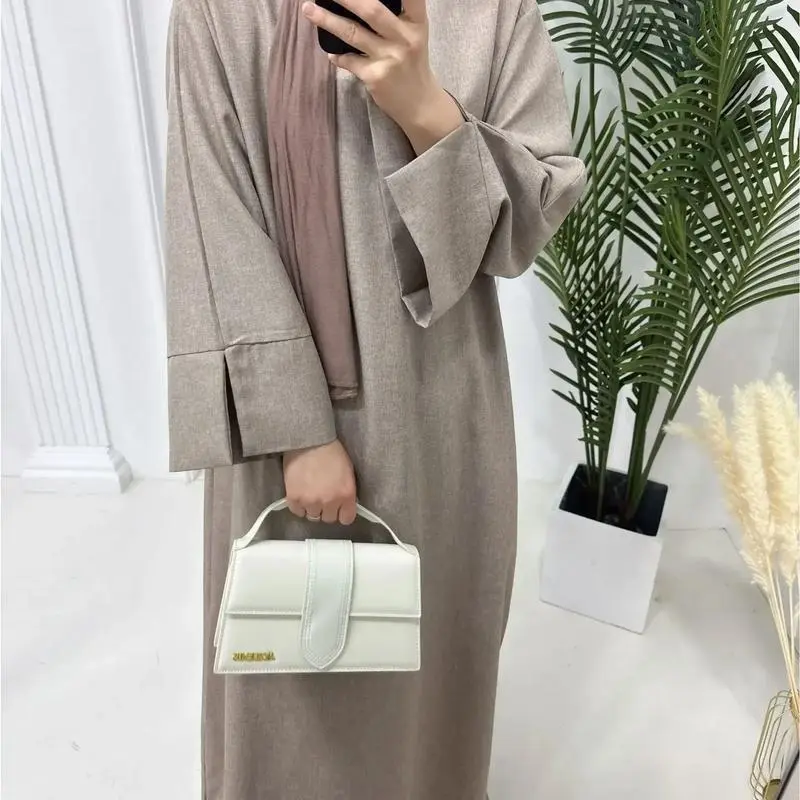 Cotton Linen Closed Abaya for Women Dubai 2024 Luxury Plain Muslim Hijab Dress Turkey Casual Abayas Ramadan Islam Kaftan Robe 8
