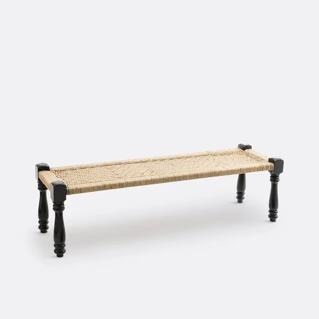 Adas Mango Wood & Rope Indian Style Bench 1