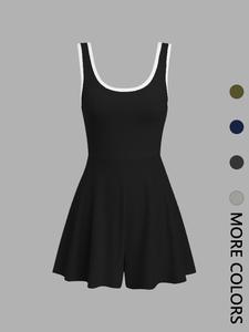 Women's Colorblock Romper, Casual Sleeveless Romper for Summer, Ladies Clothes for Daily Wear