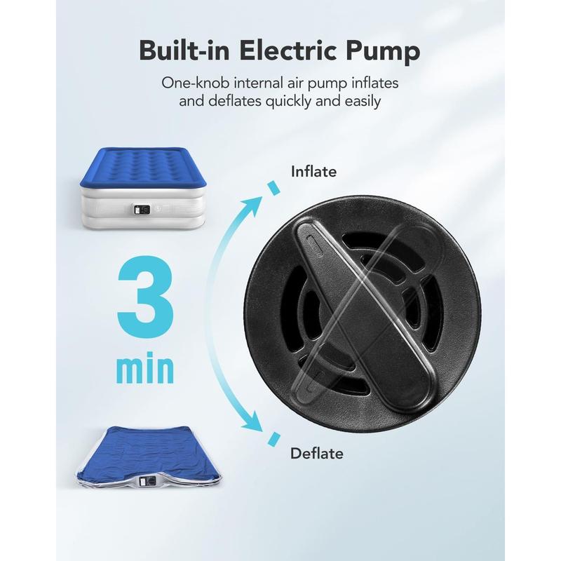 iDOO Inflatable Air Mattress, Air Bed with Built-in Electric Pump, Double Airbed with Storage Bag, Self Inflating Blow Up Camping Bed for Adults, Portable for Guest Home 190x137x38cm 1