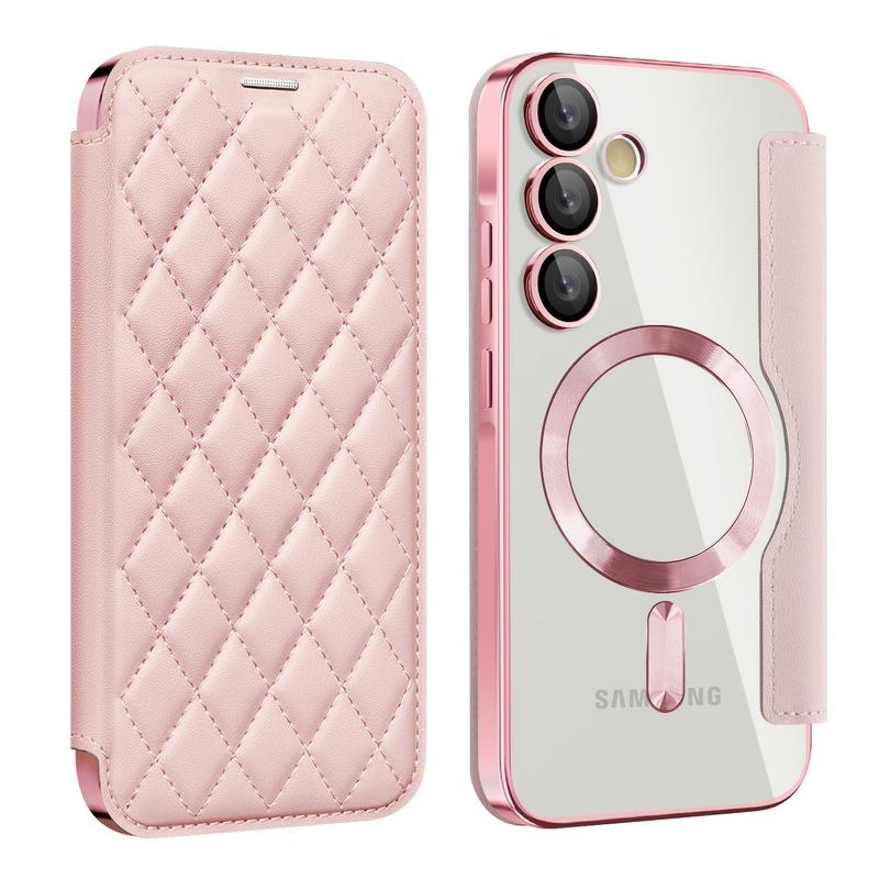 Product Introduction of [Suitable for S25 Plus Magnetic Case] Flip Cover Plated Artificial Leather Magnetic Transparent Mobile Phone Case Suitable for Samsung s25 PLUS S24 Ultra S23 FE S22 Plus A55 A35 A15 A05 A05S Slot Card Wallet Mobile Phone Case Protection Cellphone Protecti 6