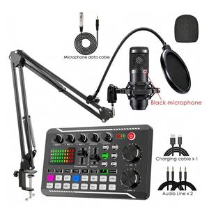 F998 Live Broadcast Device, Wireless Live Audio Equipment, Microphone Music Sound Control Equipment, Audio Mixer With Sound Converter/Mixer Control For Music Singing Live Machine For Computers, Phones, PC, with USB Cable, Aluminium Alloy Material