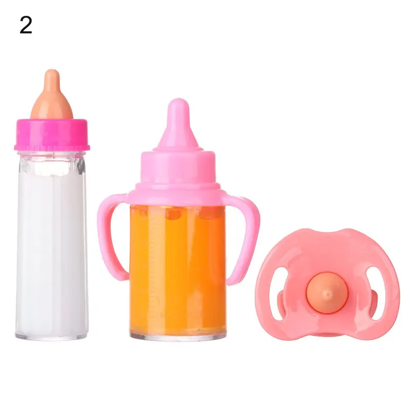 18inch Doll Magic Milk Juice Bottles with Pacifier Bibs fit Newborn Dolls Plastic Nipple Bottle Dollhouse Toys Reborn 8