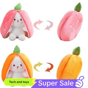 Strawberry & Carrot Design Plush Toy, 1 Count Cute Rabbit Plush Toy, Soft & Comfy Plush Toy for Kids & Adults, Cuddly Birthday Gift, Stuffed Animals, Cute Stuff