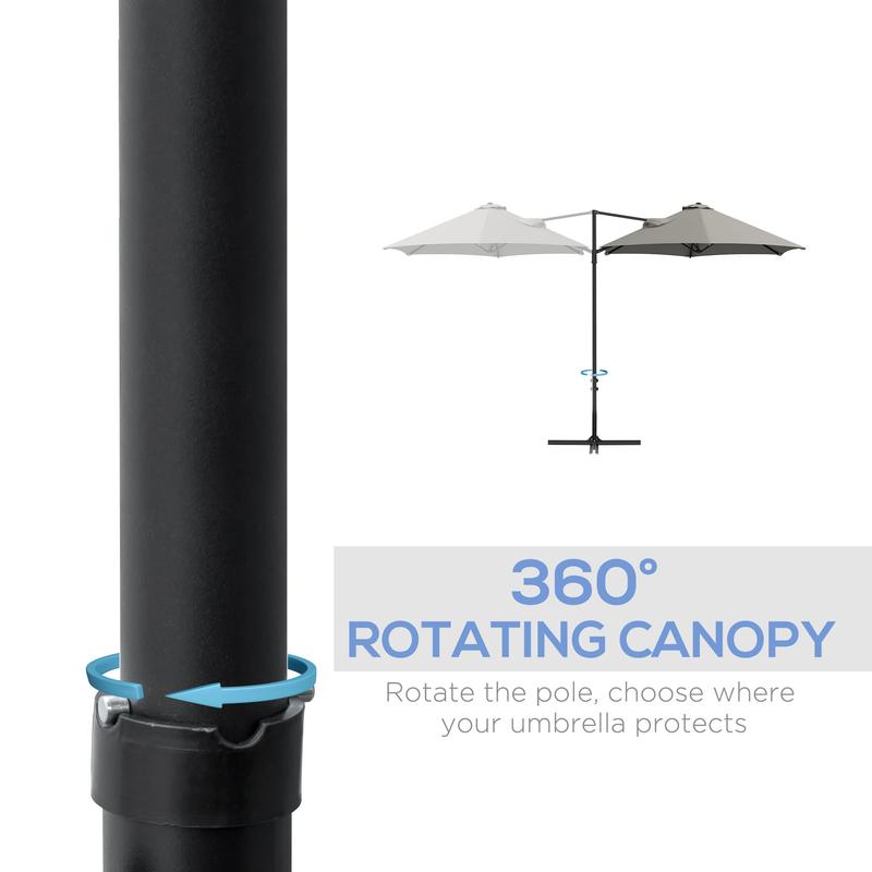 Outsunny 2.5m Rotating Cantilever Parasol - Light Grey 4