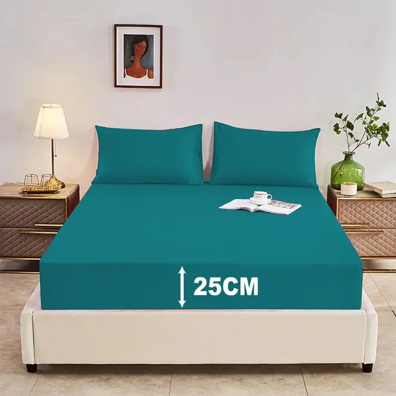 New  Fitted Bed Sheet 25cm Extra Deep, Wrinkle, Fade, and Stain Resistant Polycotton Fitted Sheet, Luxurious and Cosy Soft Non-Iron Bedding Fitted Bottom Sheets 7