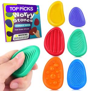 Colorful Fidget Sensory Toy Set, 6 Counts/box Soft Worry Stone for Autism Calming, Creative Stress Relief Toys for Students #TOP PICKS