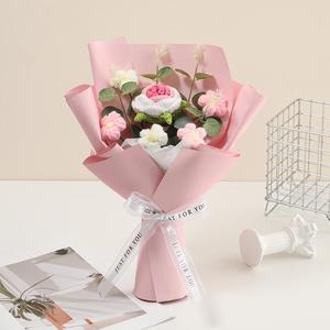 Handmade Crochet Flower Bouquet, 1 Count Artificial Flower Bouquet, Knitted Yarn Flowers for Birthday Gift, Home Decor, Party Decor, Fruit, Faux Roses Bouquet