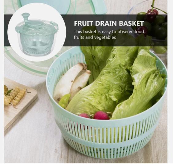 Large Salad Leaf Spinner Lettuce Veg Drainer Herb Plastic Dryer Drying Colander Centrifuge, dryer, strainer for lettuce, vegetables and fruit Salad Spinner 5L Kitchen Lid Utensils 1