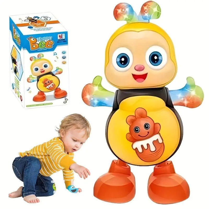 Interactive Bee Toy with Lights & Music - Educational Musical Dancing Bee for Youngsters, Yellow with Black Stripes, Battery-Free Operation, Interactive Music Toy|Colorful Youngsters' Toy|Safe for Youngsters, Fun Toys 0