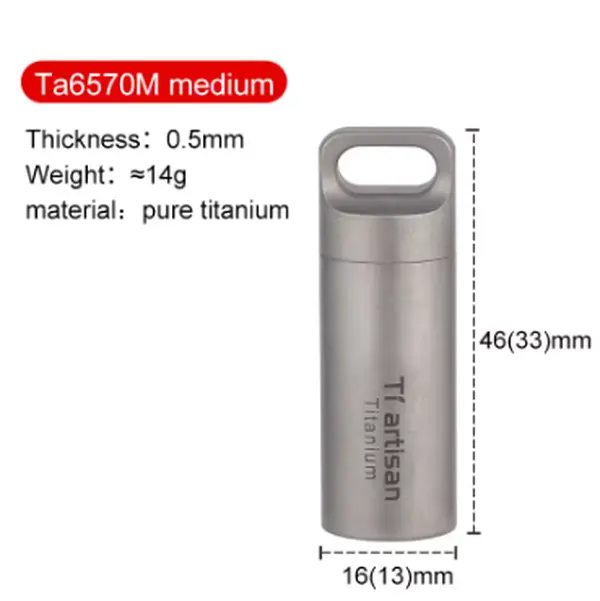 Tiartisan Titanium Mini EDC Tools Portable Sealed Medicine Bottle Home Outdoor Pill Box Waterproof Titanium Pill container 0