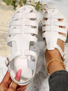 Women's Fashionable Hollow Out Design Beach Sandals, Casual Breathable Soft Sole Buckle Sandals for Summer, Lightweight Non-slip Sandals for Daily Wear