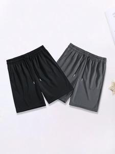 Men's Solid Color Straight Leg Shorts, Casual Comfy Breathable Shorts for Summer, Men's Bottoms for Daily Wear