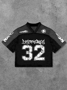 Men's Number 32 Print Short Sleeve Tee, Regular Fit Casual V Neck T-shirt for Summer, Men's Top for Daily Wear