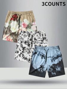 Men's Floral Print Shorts, Regular Fit Casual Comfy Breathable Shorts for Summer, Men's Bottoms for Beach Vacation