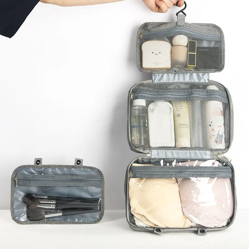 Travel Toiletry Bag, Large Hanging Makeup Bag Organizer for Women, Transparent Travel Cosmetic Bag with Hanging Hook for Full Size Bottles, Vacation Essentials, Medium 5