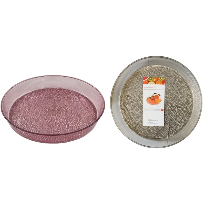 Transparent Plastic Round Coffee Table Fruit Bowl Serving Tray 36 x 5 cm 0