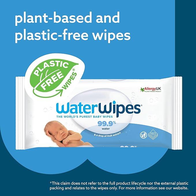 WaterWipes Plastic-Free Original Baby Wipes, 99.9% Water Based Wipes, Unscented for Sensitive Skin, 720 count (Pack of 12) 3
