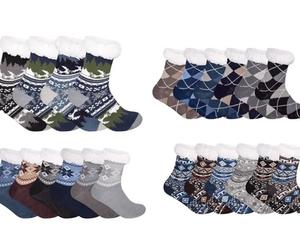 Findfashion Men's Winter Wear Padded Fluffy High Tog Slippers Socks For Gents One Size Fits All Foot Size 6-11 UK