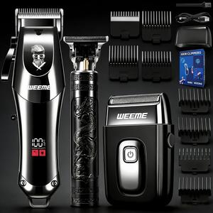 WEEME Men's Electric Hair Clipper Set: LED digital display + T-shaped blade for gap-free trimming; sharp, precise, no-pull performance. Cordless Hair Trimmer & portable, ideal for haircutting, beard trimming, styling, and sculpting.