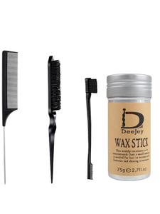 Summer 2024 Simple Basic Wig Styling Comb and Tail Comb, Teasing Hair Brush with Double Sided Edge & Hair Wax Stick Set, Professional Hair Styling Tools for Women