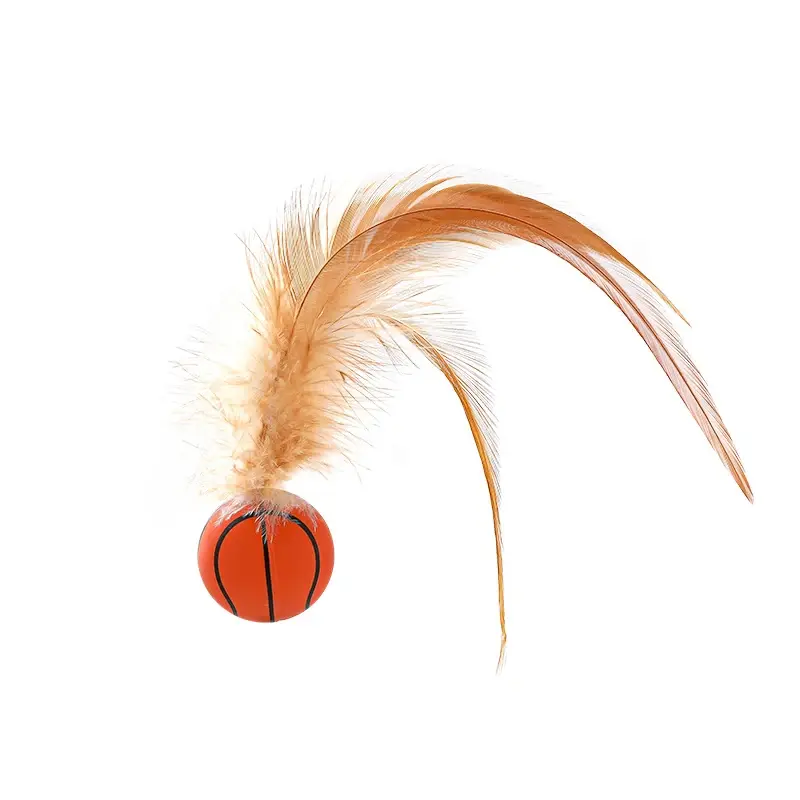Cat Interactive Ball Toys Interactive Bouncy Ball with Feathers Cat Toys  for Indoor Cats and Kittens 3