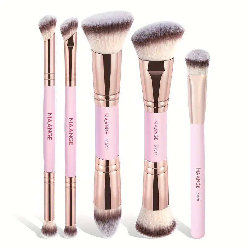 2 Contour Foundation Make-up Brushes, Easy To Carry, Suitable for Travel, BB Cream Application, Women's Gift Double Head Foundation Make-up Powder Blusher Brush, Two Three Color Soft Hair Beauty Tools, Face Repair Brush, Powder Brush, Makeup Brush 5