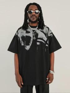 Men's Regular Fit Random Print Short Sleeve Tee, Casual Street Crew Neck T-Shirt for Summer, Fashion Men's Top for Daily Wear, Tropical