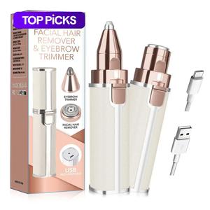 Electric Eyebrow Trimmer, Eyebrow Shaper Set, 1 Set Portable 2 in 1 Facial Hair Remover, Lip Facial Body Hair Removal Tool with LED Light, Facial Hair Care Tool