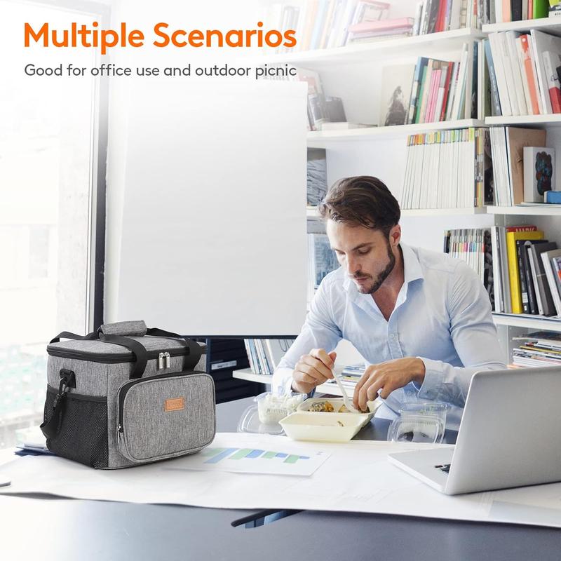 15L (24 Cans) Insulated Lunch Bag, Cooler Bag for Lunch/Work/School/Beach/Picnic (Grey) 5