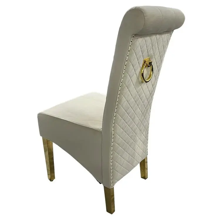 Tall Velvet Dining Chair Gold Ring Knocker and Legs