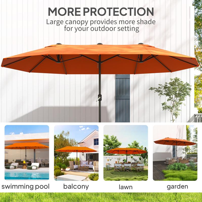 Outsunny 4.6m Double-Sided Garden Parasol - Orange 6
