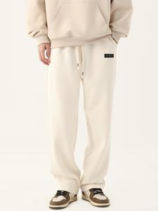 Men's Letter Drawstring Waist Sweatpants, Casual Loose Pocket Straight Leg Pants for Fall & Winter, Men's Trousers for Daily Wear