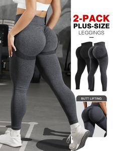 【Plus Size】 Solid High Waist Sports Leggings, High Stretch Yoga Leggings, Ladies Sportswear for Indoor Outdoor Wear