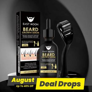 Beard Growth Serum & Massage Derma Roller, 2 Counts Beard Care Set for Strengthening Beard, Face Care Product & Tool for Men, Comfort Hair Care Supplies, Natural Ingredients Hair Products