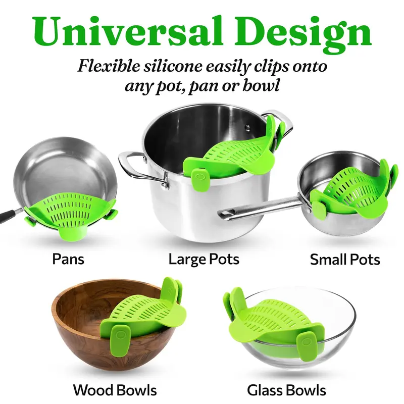 Silicone Pot And Pasta Strainer, 1 Count AdjustableSilicone Clip On Strainer Clamp, Kitchen AccessoriesGadgets for The Home, Kitchen Gadgets, HalloweenParty Use 2