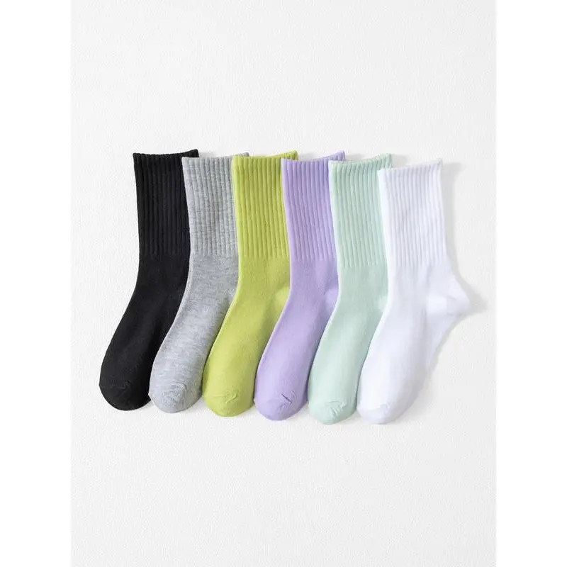 Women's Solid Crew Socks, Comfy Mid Calf Socks, Summer Wear 2025, Fashion School Wear Uk, Women Hosiery for All Seasons, Back To School Clothes, Comfy Wear for Women, Autumn Wear 2025, Valentine's Day Gift for Girl, Cosy Socks Womenswear Comfort 2