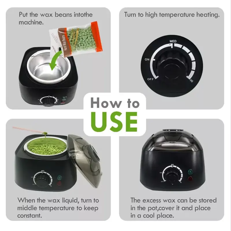 Wax Warmer Hair Removal Beauty Kit Pot Depilatory Paraffin Machine Waxing Bean 8