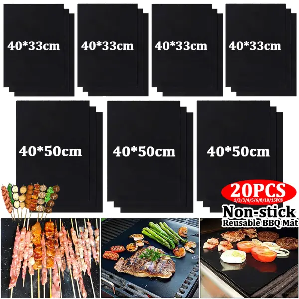 VKTECH Non-Stick Barbecue Grill Mat - Heat Resistant & Reusable Cooking Tool 0
