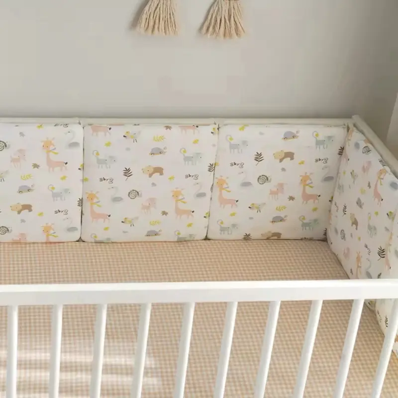 Beige animal print baby cot bumper 2